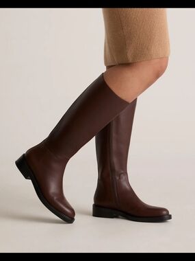 Quince Italian Leather Riding Boots 8 Dark Espresso Brown